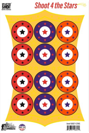 PROSHOT SPLATTER SHOT GAME SERIES 12IN X 18IN SHOOT 4 THE STARS HEAVY TAG PAPER TARGET - 8 PACK GS-STARS-8PK - 556 Black Friday Promotion